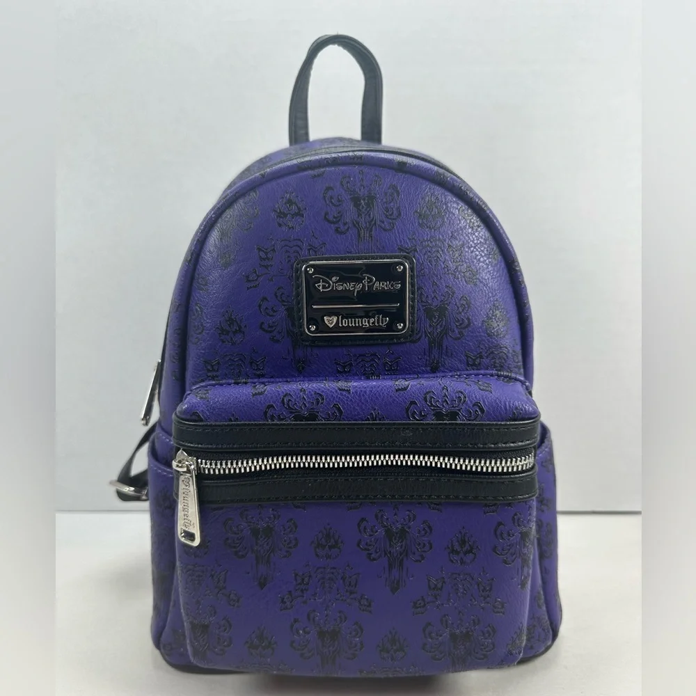 Loungefly Haunted Mansion Purple Wallpaper Mini Backpack & Wallet OG Heart Logo
